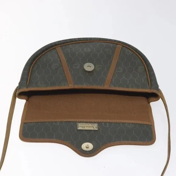 Christian Dior Honeycomb Canvas Shoulder Bag PVC Green Gold Auth 125741 - Picture 10 of 15